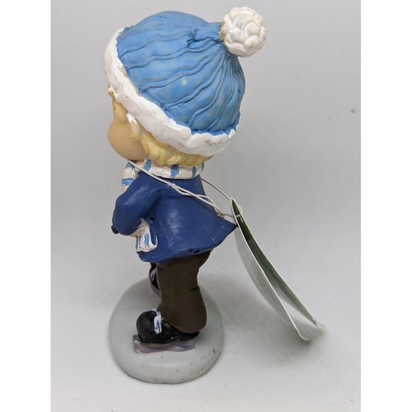 Vintage Tender Times Figurine Winter Boy Playing Hockey - Picture 4 of 5